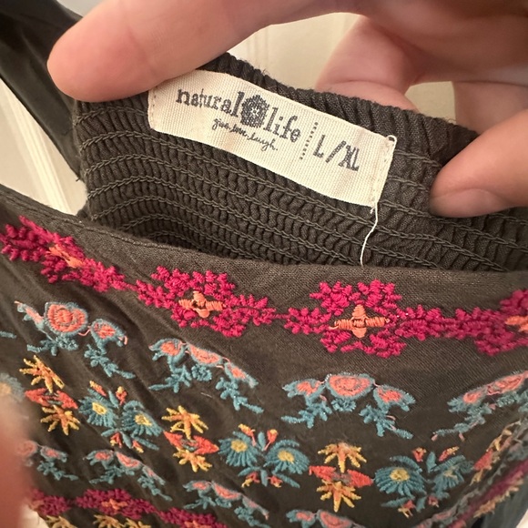 NATURAL LIFE Gray Maxi Dress with Colorful Embroidery - Picture 4 of 4